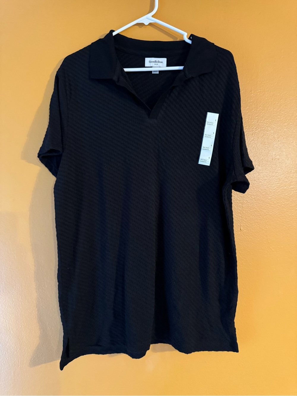 Goodfellow & Co Black Textured Short-Sleeve Polo